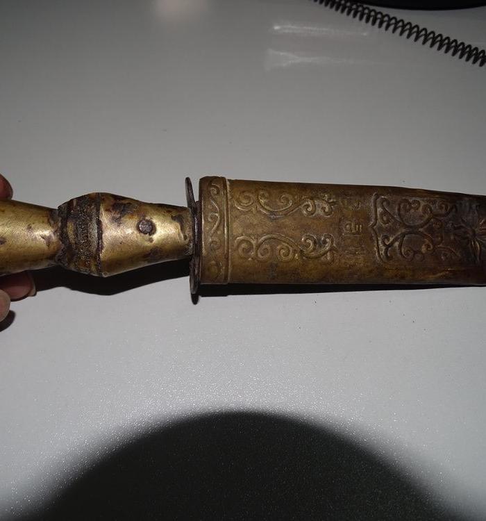 天平天国重要人物萧朝贵贴身兵器铜鎏金完整开