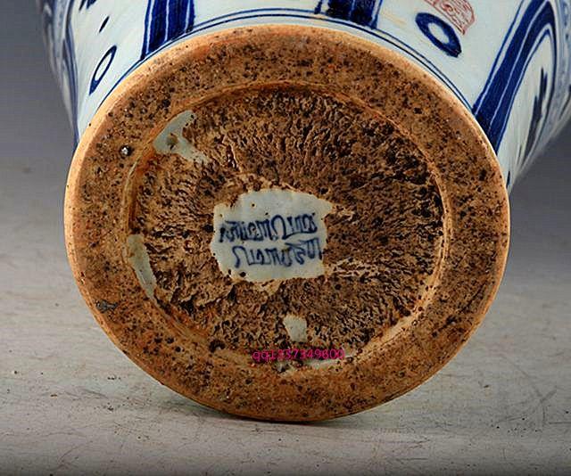 元青花三顾茅庐人物故事纹蒜头瓶伊朗款_元青