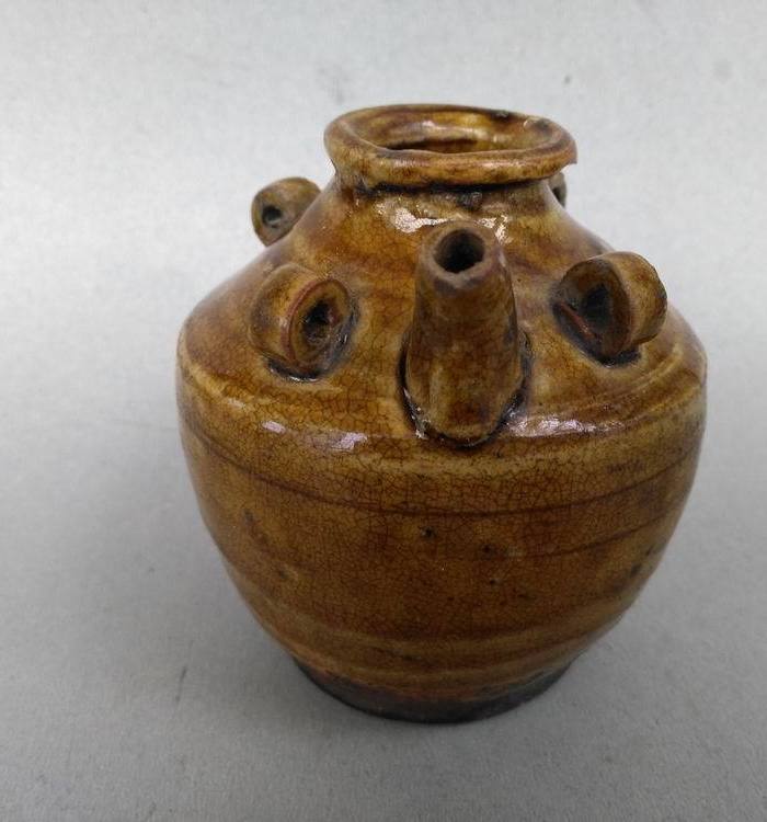 清代.黄釉四耳水注_清代.黄釉四耳水注价格_清