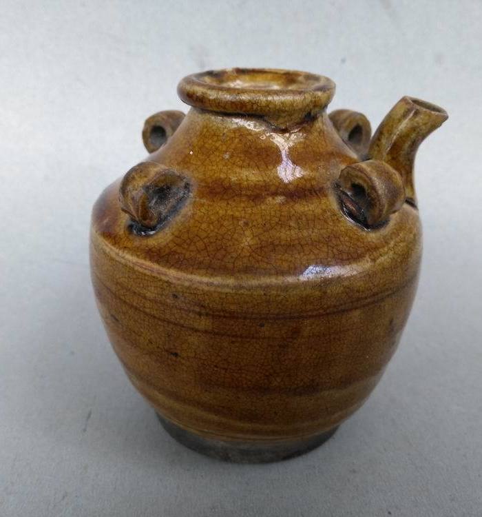 清代.黄釉四耳水注_清代.黄釉四耳水注价格_清