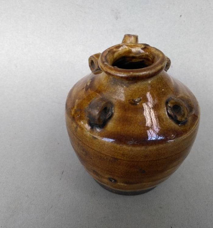 清代.黄釉四耳水注_清代.黄釉四耳水注价格_清