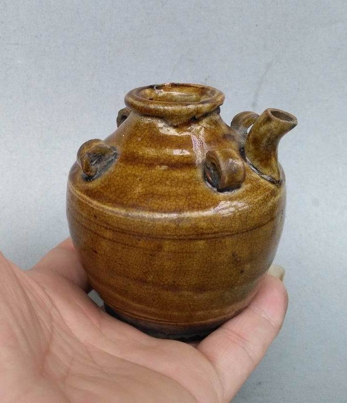 清代.黄釉四耳水注_清代.黄釉四耳水注价格_清
