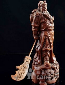 女生古董收藏木雕老黄杨木症状关公耍整料塑古玩变声期大刀图片