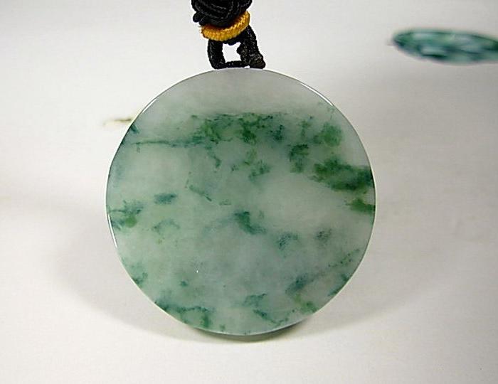 y1776 翡翠A货冰檽种飘花平安扣吊坠 附证书_