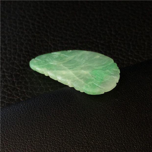 【玉格格】D308清代冰糯种老翡翠荷莲佩花片