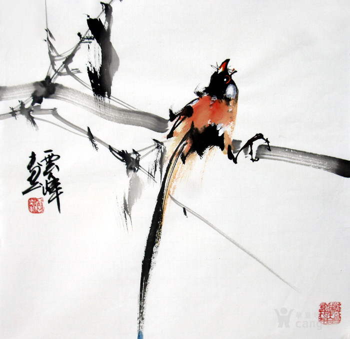 名家赵少昂风格花鸟国画云峰小品手绘写意花鸟装饰画