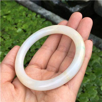 【玉格格】D366大圈口清代白底青老翡翠圆条