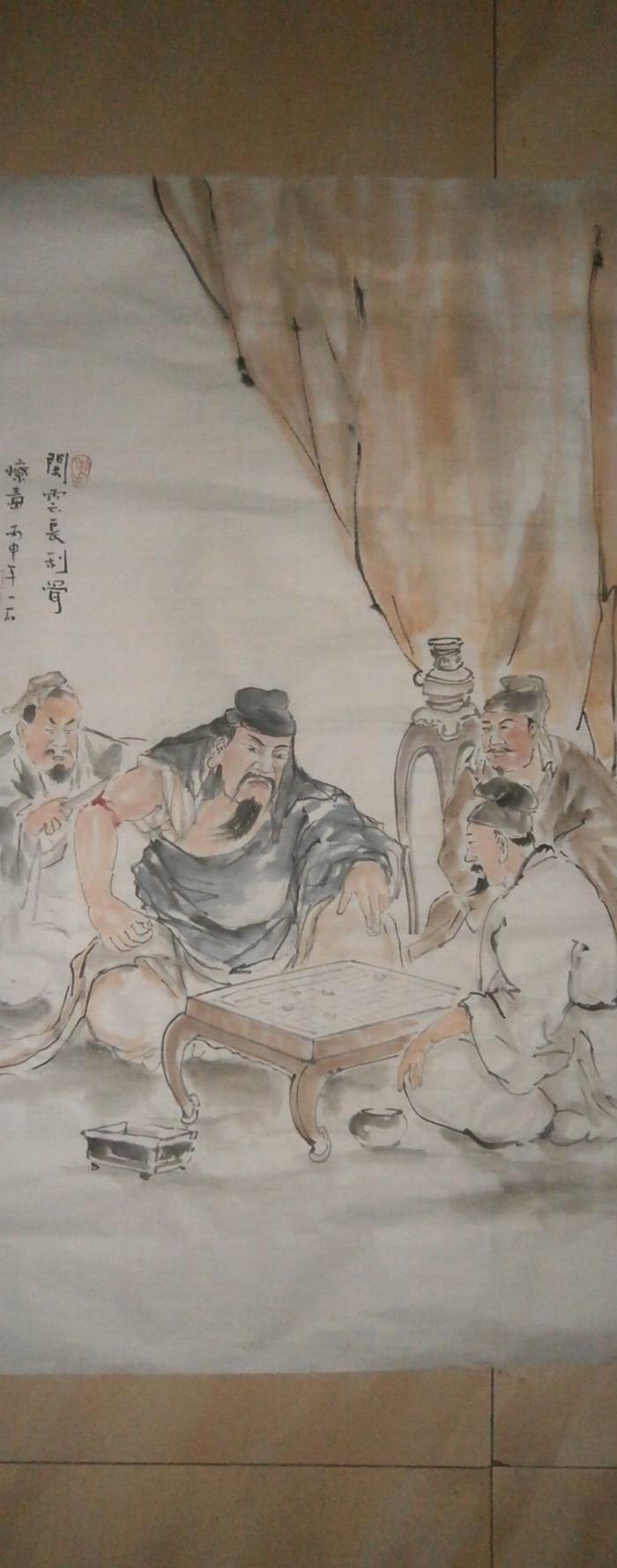 人物画国画关公刮骨疗毒图,画的那是相当的好