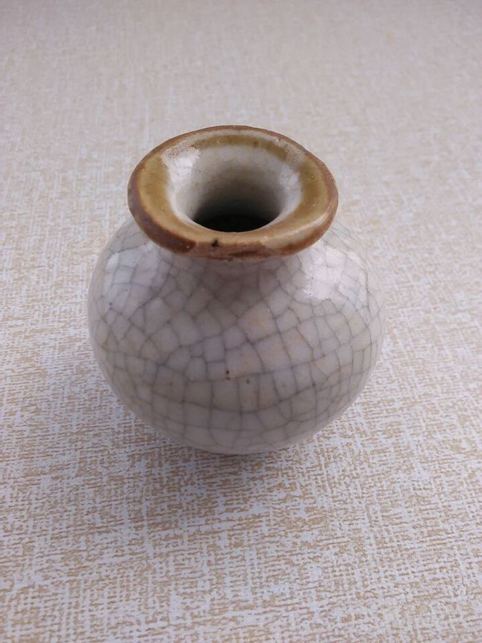 明代瓷器明代哥釉小尊瓶釉水一级古董古玩老瓷器包老保真