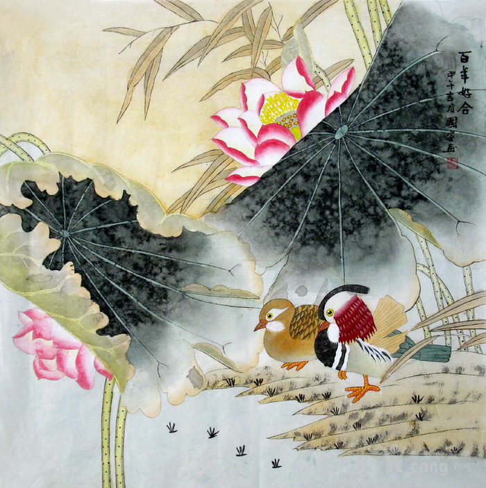 工笔花鸟画 牡丹画 荷花鱼
