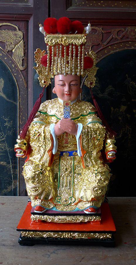 36厘米樟木雕 漆线雕 妈祖 天上圣母_36厘米樟