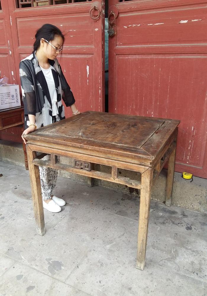 【江啸堂】藏品 古玩 清代樟木老八仙桌1张木