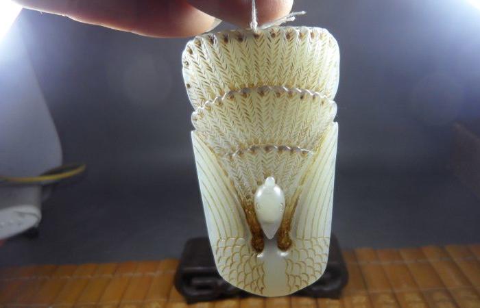 老和田玉孔雀开屏古玉老玉玉器古玩杂项古董收