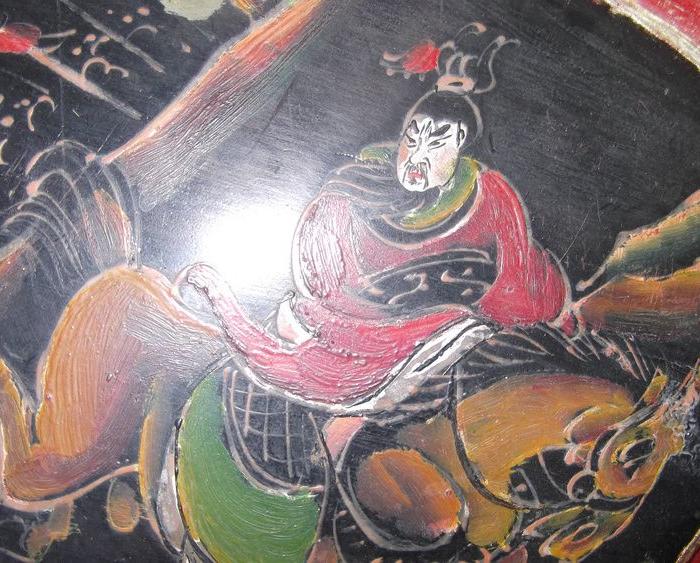 人物画国画画在木板上,三国演义历史故事刘备