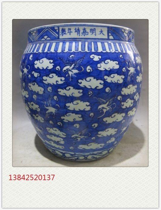 明嘉靖云鹤纹画缸_明嘉靖云鹤纹画缸价格_明