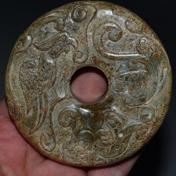 古玉老玉高古和田玉钙化受沁战汉护身神兽神雀