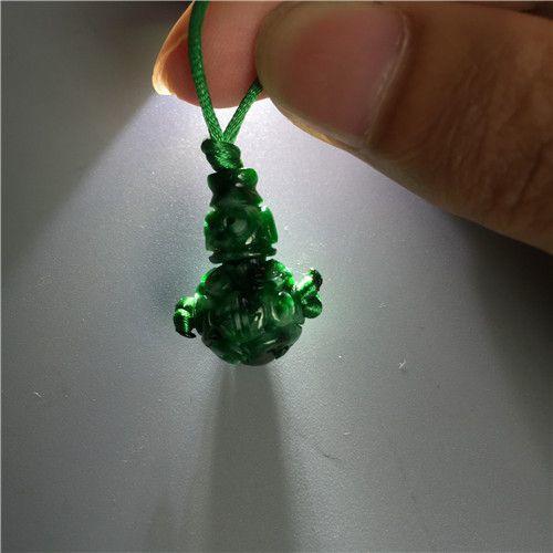 【玉泉文玩】L570创汇期花青种满辣绿翡翠团