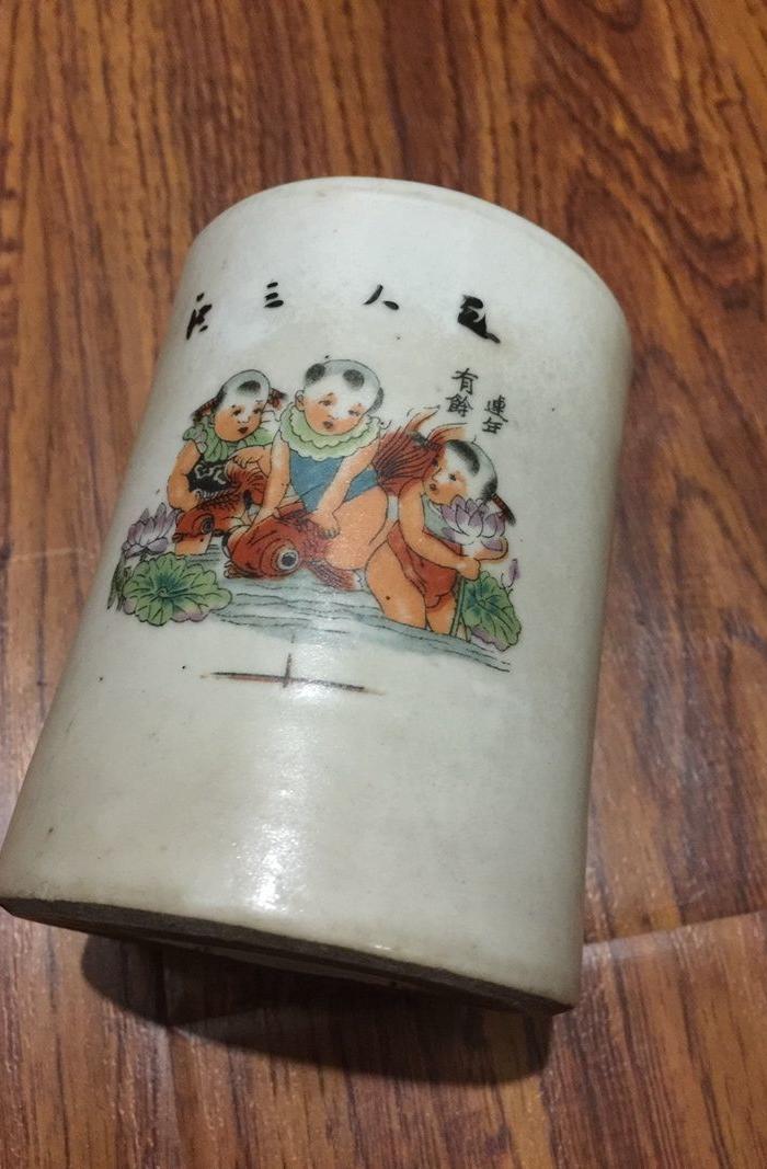 古玩杂项收藏民国时期瓷器老瓷笔筒