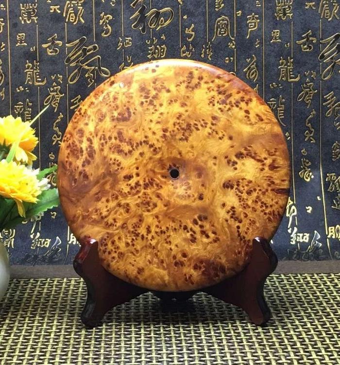 霸气福饼摆件,密密麻麻爆满榴疤,黄金底色 观赏