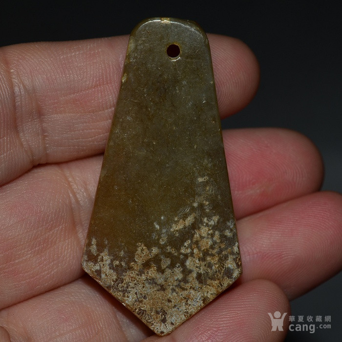 古玉老玉和田玉战汉钙化黄沁兽面护身令牌