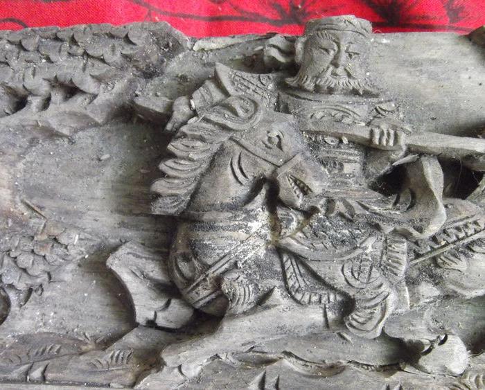 木雕长花板,三国演义故事张飞战吕布,还有两只