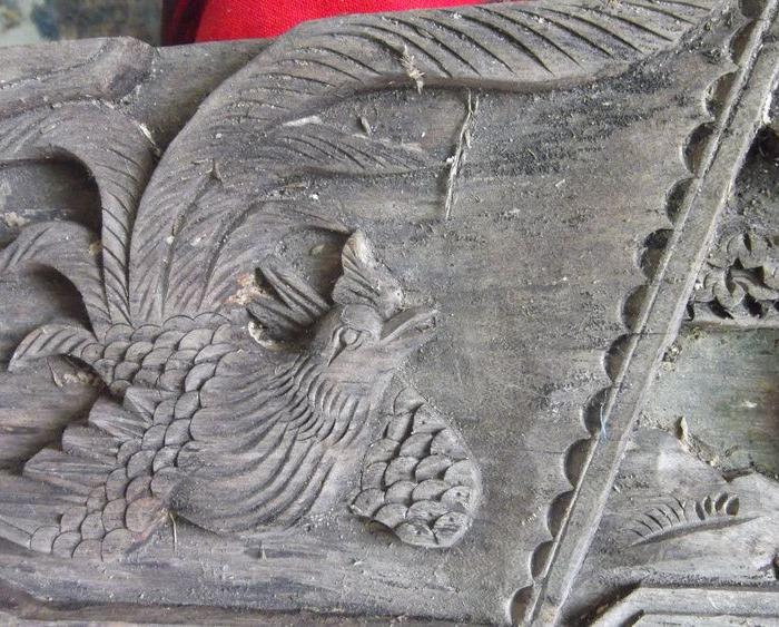 木雕长花板,三国演义故事张飞战吕布,还有两只