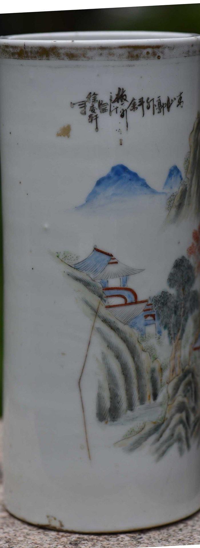 青山郭外斜美景帽筒_青山郭外斜美景帽筒价格