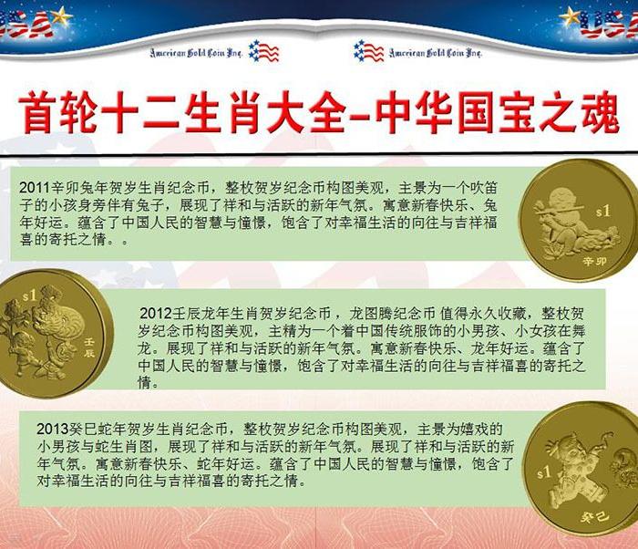 首轮美元十二生肖纪念币 美国金币总公司发行