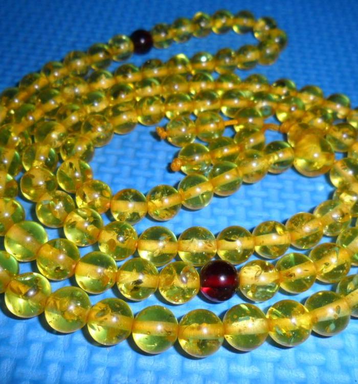 净水金珀【波罗的海海珀冰花净水金珀珠子项链