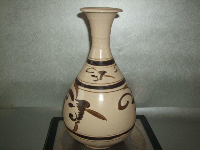 北宋白底黑花玉壶春瓶.画花玉壶春瓶_北宋白底