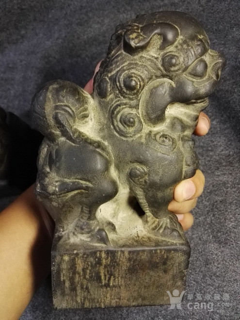 明代石雕文房狮子一对,请看形