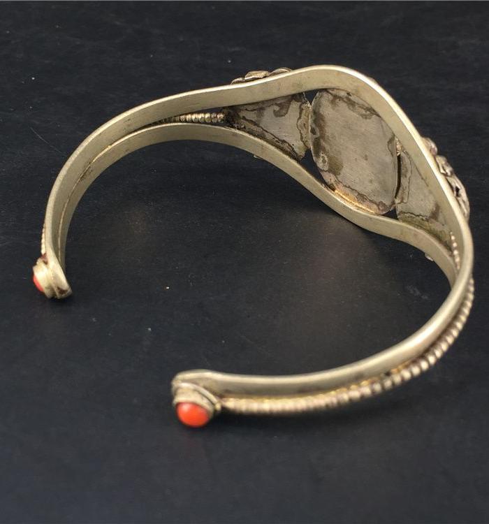 【玉泉文玩】M217香港回流铜流金镶天然原矿