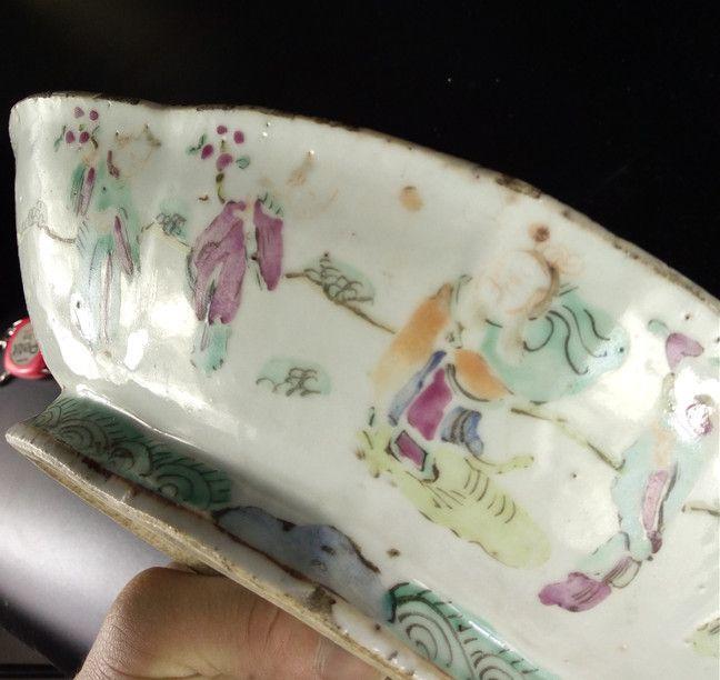 晚清粉彩十二花神海棠大碗鸭池水仙盆_晚清粉