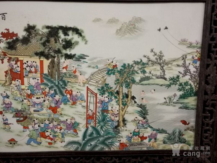 王大凡百子图瓷板画