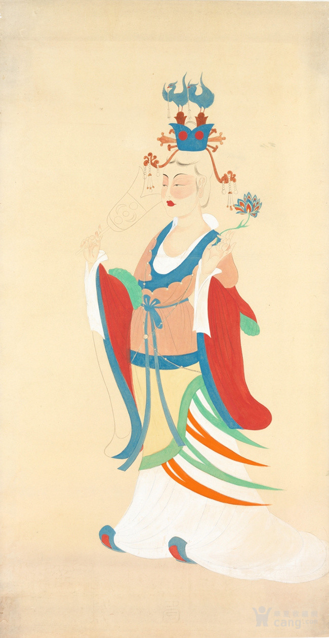 谢稚柳临敦煌壁画仕女图