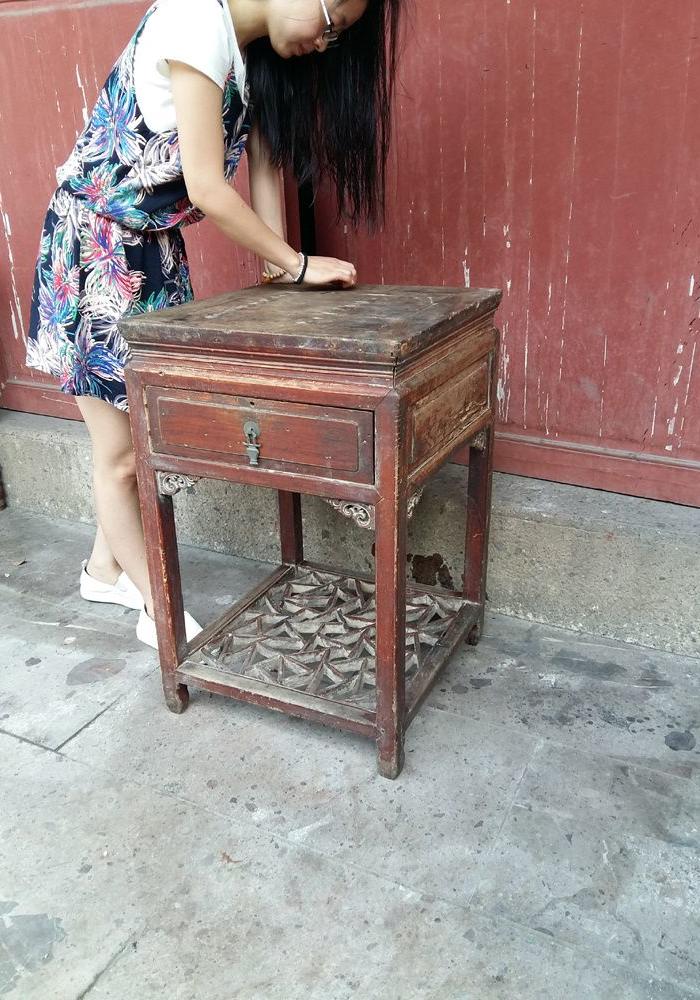 【江啸堂】藏品 古玩 清代带抽屉大茶几1只小桌子床头