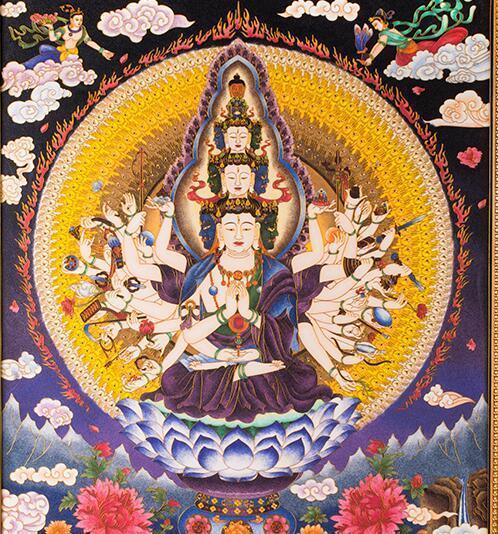 观音赐福掐丝珐琅唐卡斗尕作品央广购物_观音