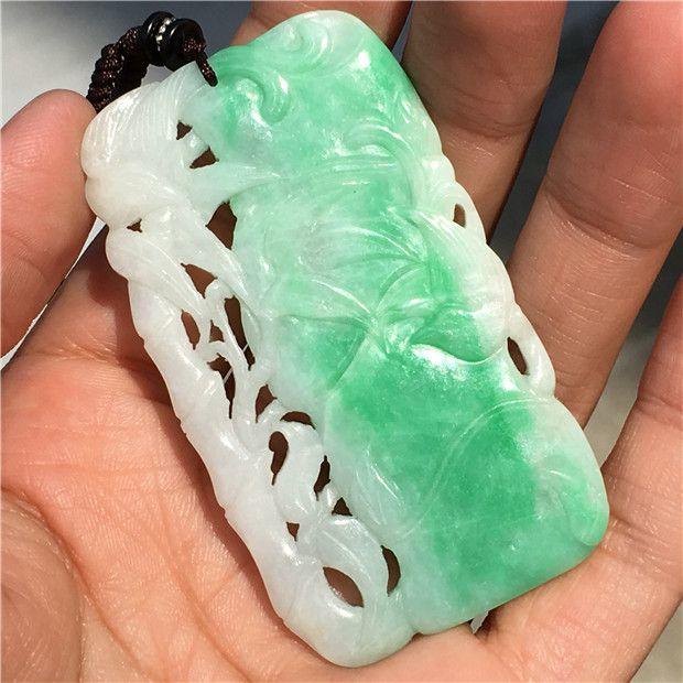 【玉格格】I130晚清民国白底青老翡翠竹节佩挂