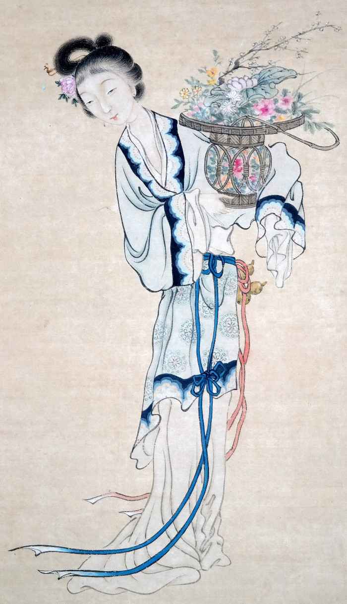 清代◆改琦《工笔重彩仕女画》旧轴◆古代名人老字画