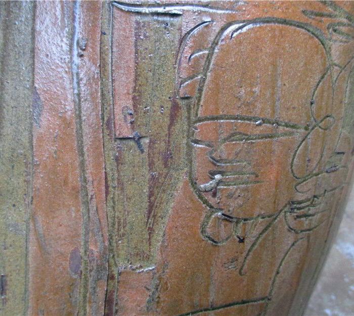 古老的马口窑用线条画人物的少见 完整