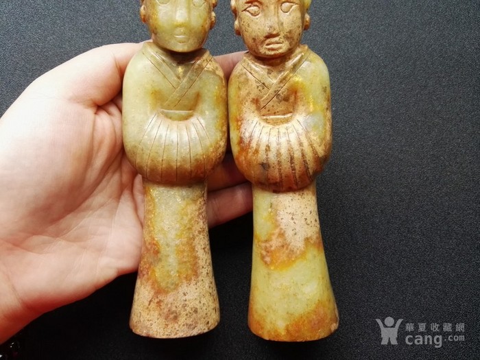 极品————*大黄玉圆雕玉人一对
