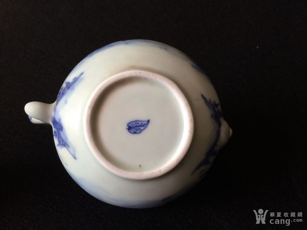 清代康熙时期树叶款青花瓷茶壶 完美品相