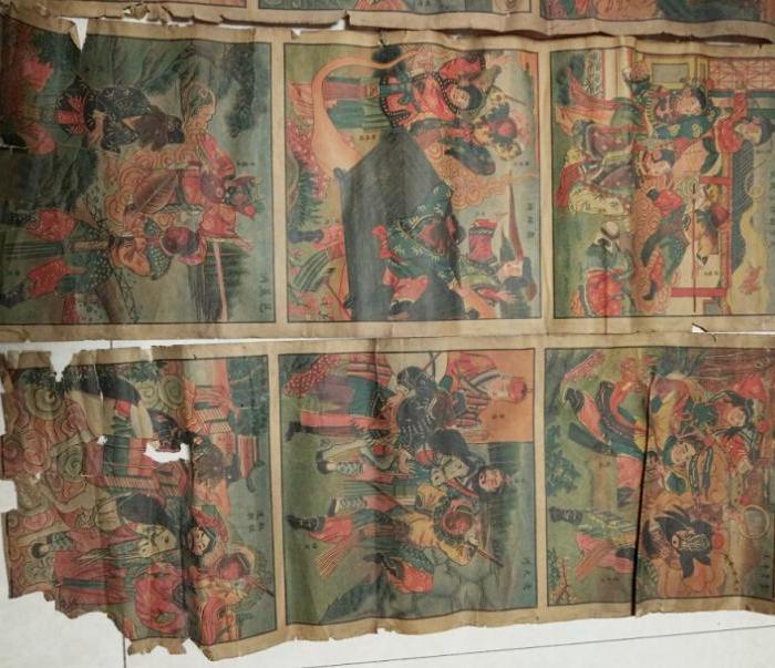 特价民国印刷品年画四条屏西游记包老盘丝洞通