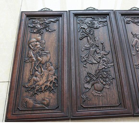 花梨木挂扁一套 四扇 八仙过海 挂匾 挂牌_花梨