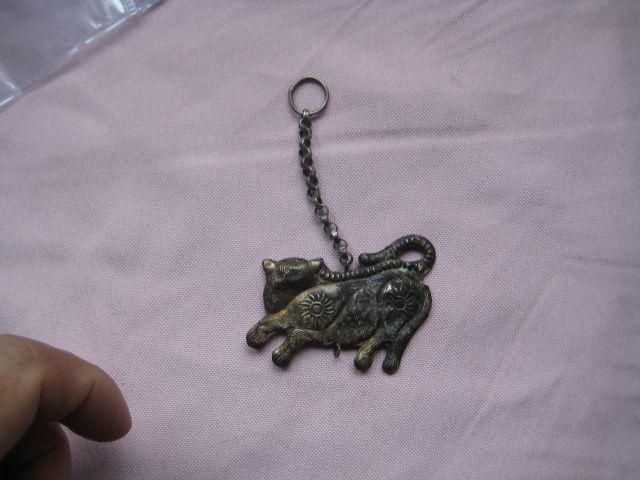 漂亮的银镏金漂亮的生肖老虎挂件老虎头上带王