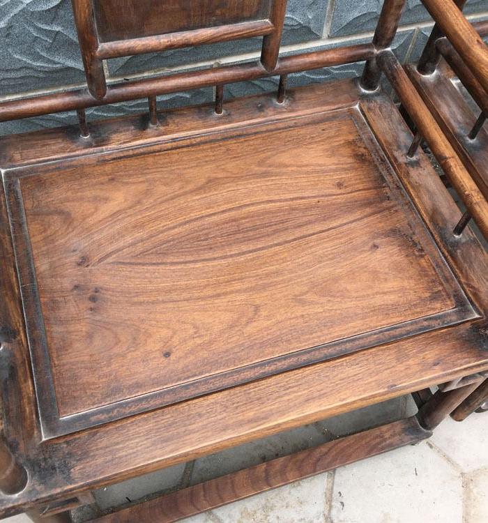 乡下收来的老家具清代黄花梨木雕梳背椅一对明