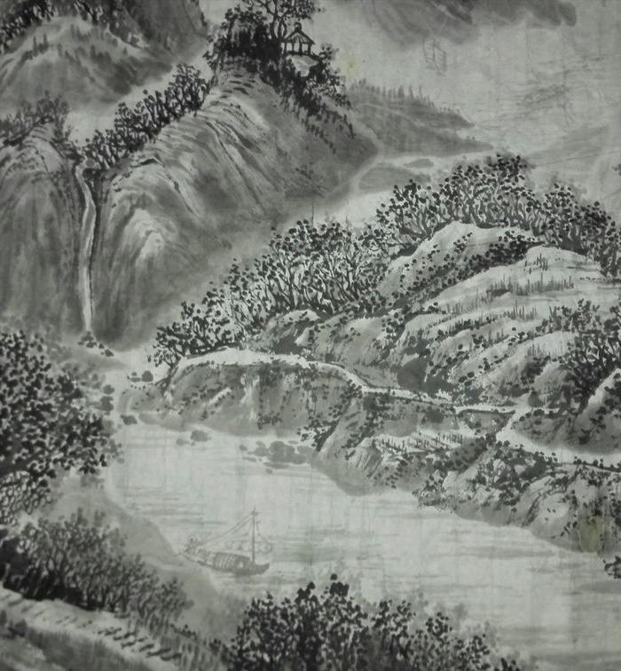 国画水墨山水 山一程水一程_国画水墨山水 山