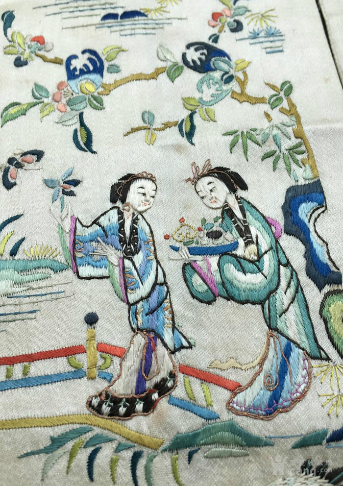 清代 老苏绣 仕女图