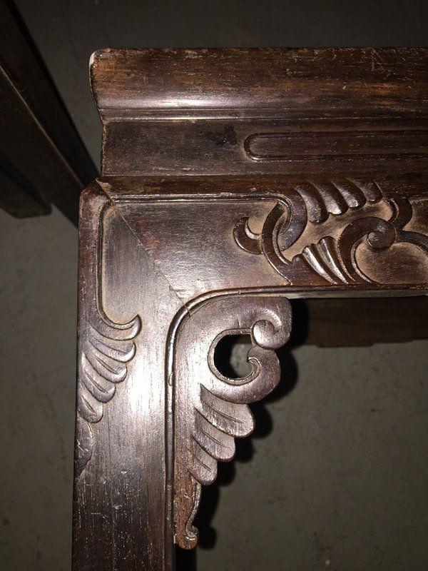 清早期老红木酸枝 西番莲纹花几墩_清早期老红