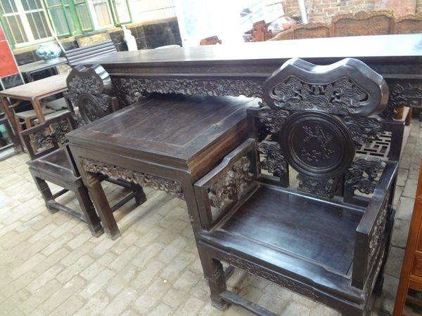 清代民国紫檀八仙桌中堂六件套客厅_清代民国